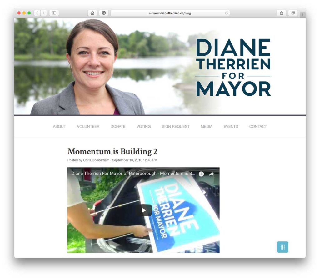 Web developer for Diane Therrien for Mayor portfolio